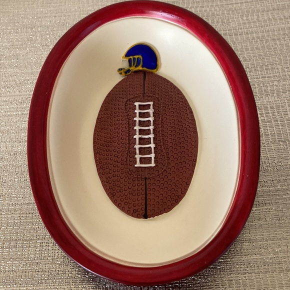 Oval Shape Ceramic Trinket Dish with Football Design EUC - Picture 4 of 5